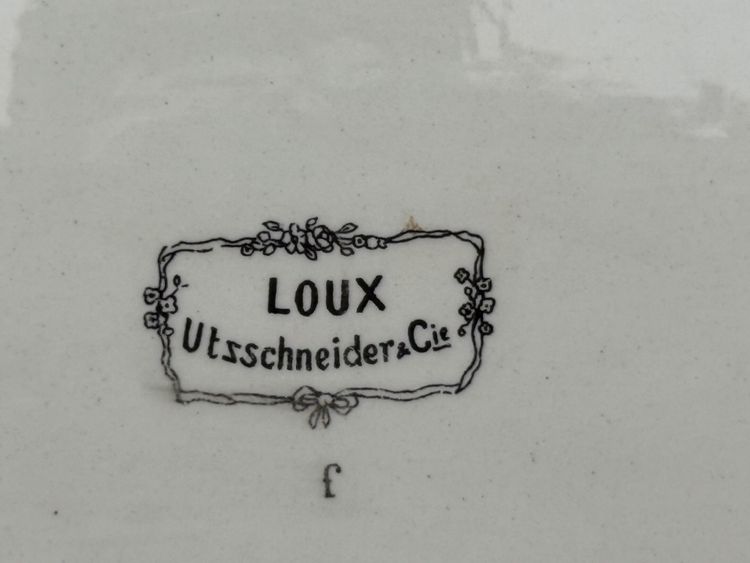 RARE SARREGUEMINES OBERNAI, CAKE DISH, with the mark LOUX-UTZSCHNEIDER et CIE