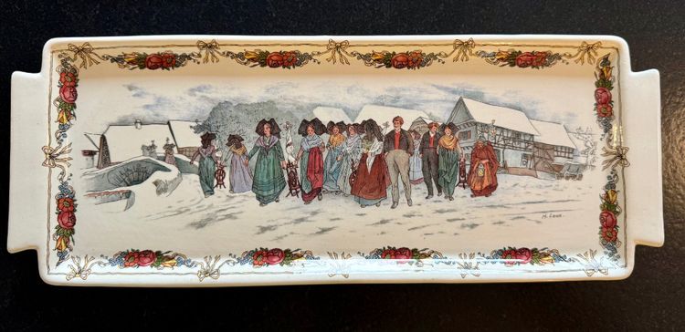 RARE SARREGUEMINES OBERNAI, CAKE DISH, with the mark LOUX-UTZSCHNEIDER et CIE