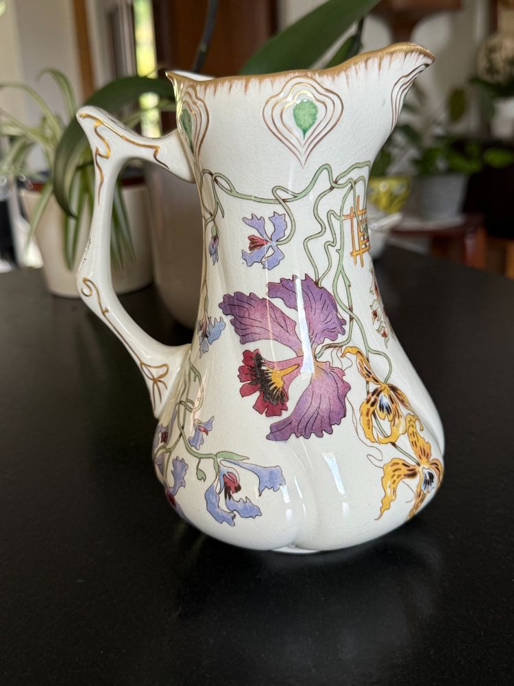 RARO e MAGNIFICO Sarreguemines decorato con orchidee, VERSEUSE 75 cl