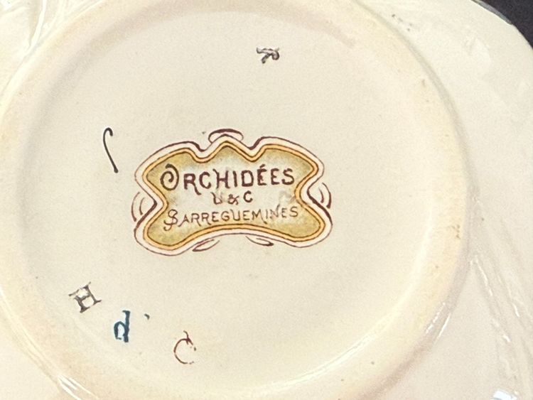 RARO e MAGNIFICO Sarreguemines decorato con orchidee, VERSEUSE 75 cl