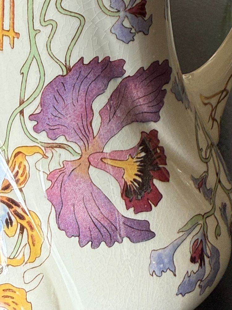 RARO e MAGNIFICO Sarreguemines decorato con orchidee, VERSEUSE 75 cl