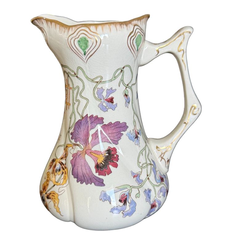 RARO e MAGNIFICO Sarreguemines decorato con orchidee, VERSEUSE 75 cl
