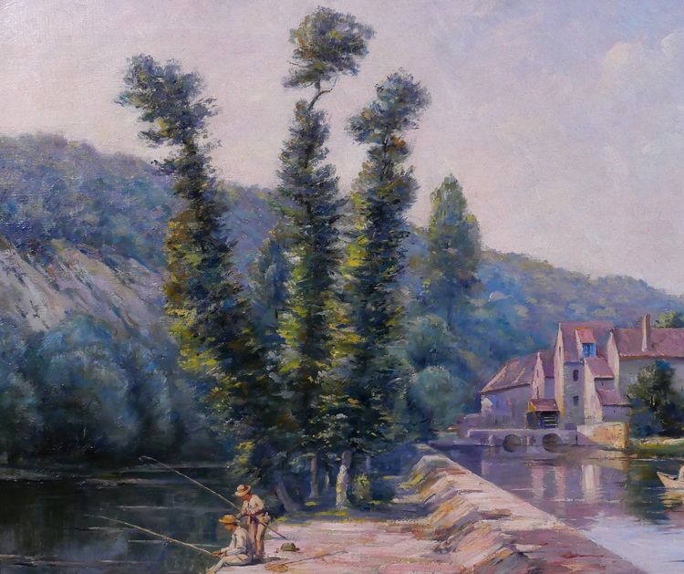 Auguste GAUDIBERT 1865-1908 Borgogna, Yonne, paesaggio, dipinto circa 1900 Impressionismo