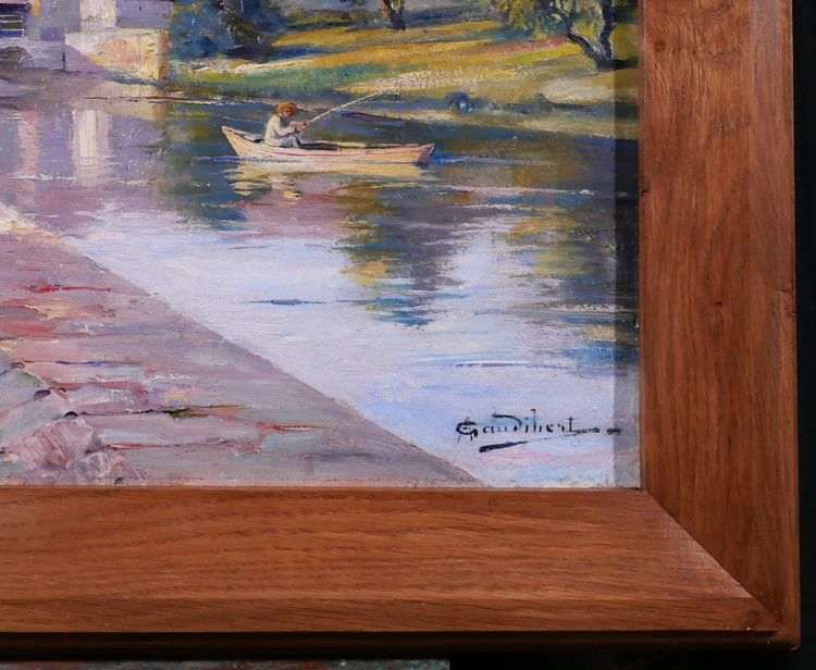 Auguste GAUDIBERT 1865-1908 Borgogna, Yonne, paesaggio, dipinto circa 1900 Impressionismo