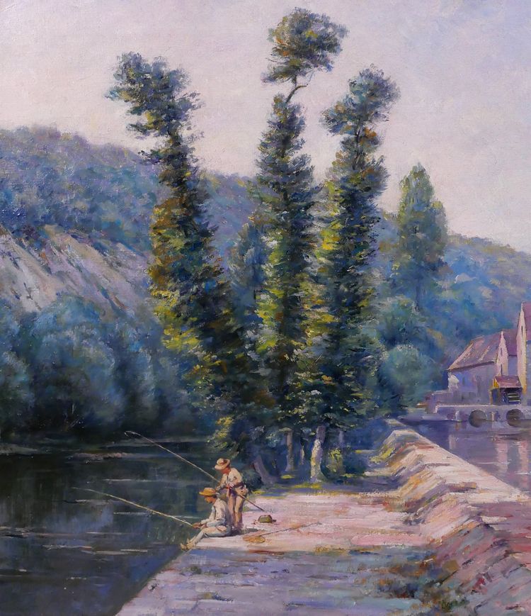Auguste GAUDIBERT 1865-1908 Borgogna, Yonne, paesaggio, dipinto circa 1900 Impressionismo
