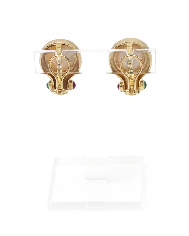 Orecchini di moda vintage in oro 14k, perla di design americana, rubino, crisoprasio, stile antico