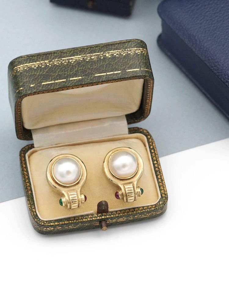 Orecchini di moda vintage in oro 14k, perla di design americana, rubino, crisoprasio, stile antico
