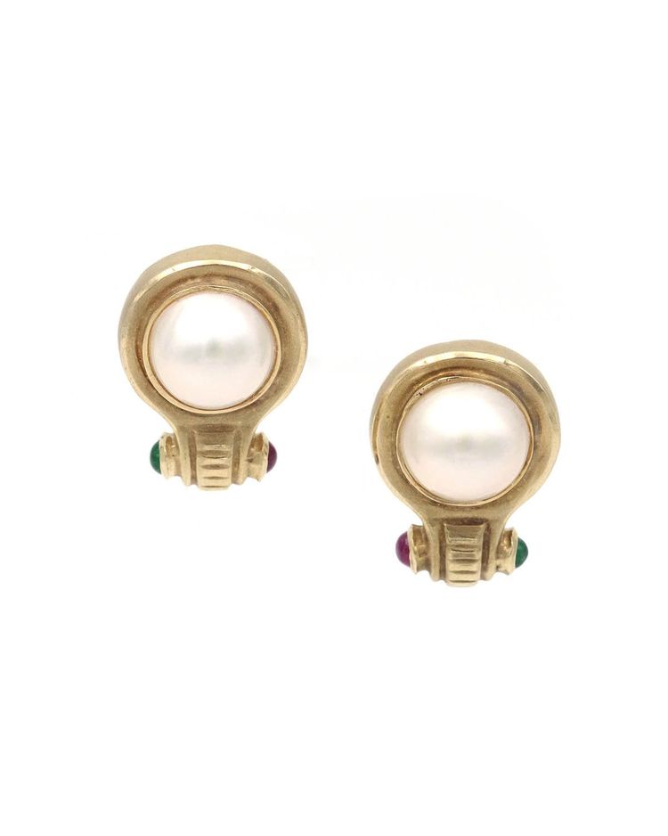 Orecchini di moda vintage in oro 14k, perla di design americana, rubino, crisoprasio, stile antico