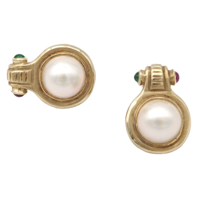 Orecchini di moda vintage in oro 14k, perla di design americana, rubino, crisoprasio, stile antico