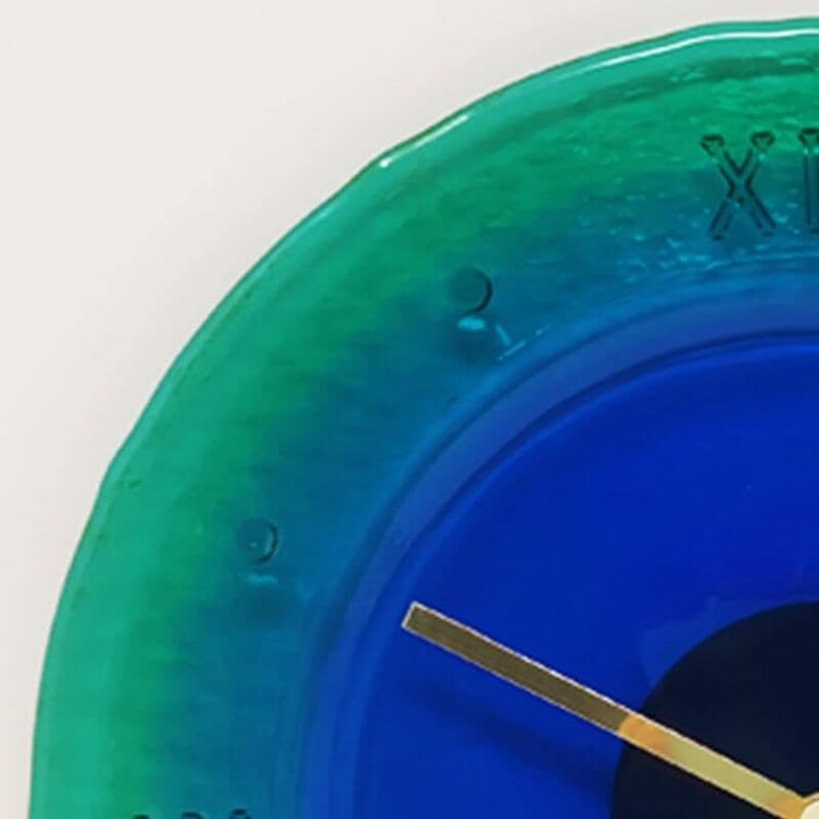 Orologio da parete anni '60 in vetro di Murano di "Cà Dei Vetrai". Prodotto in Italia