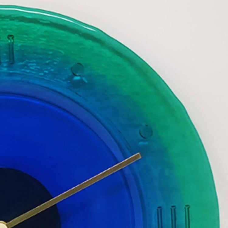 Orologio da parete anni '60 in vetro di Murano di "Cà Dei Vetrai". Prodotto in Italia