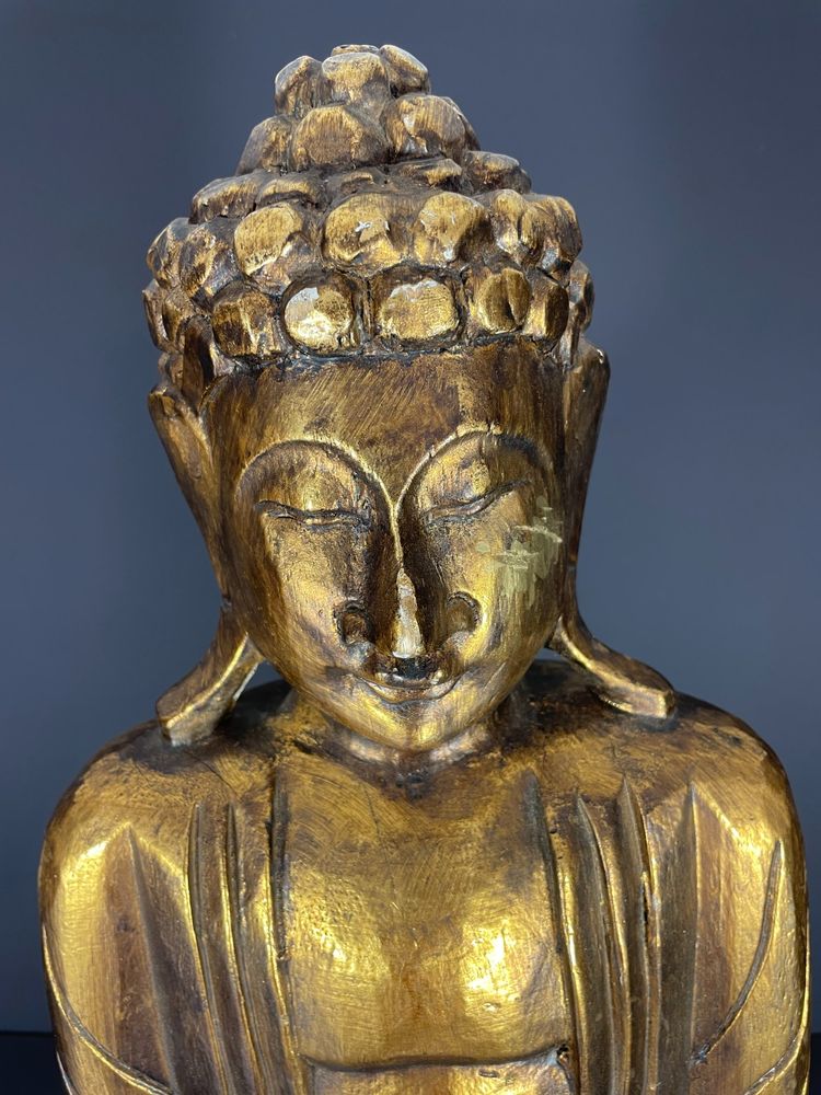 Burma, 1950s/1960s, Mandalay Buddha in carved and lacquered wood.