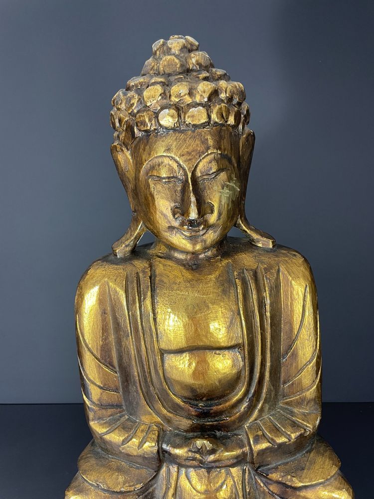 Burma, 1950s/1960s, Mandalay Buddha in carved and lacquered wood.