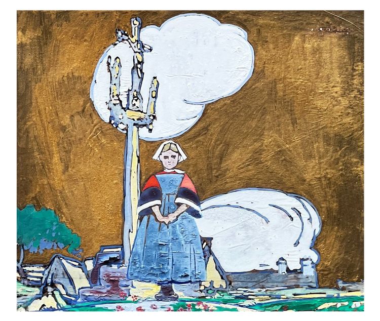 Bretonne au calvaire, Bretagna, Jacques Jullien, 1920