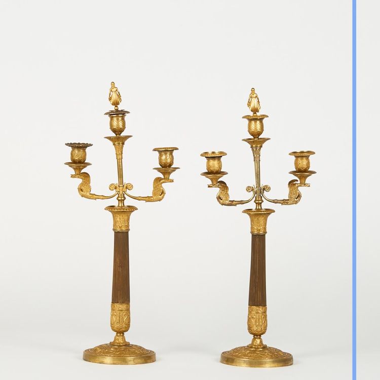 Pair of Empire style candlesticks, 19th century