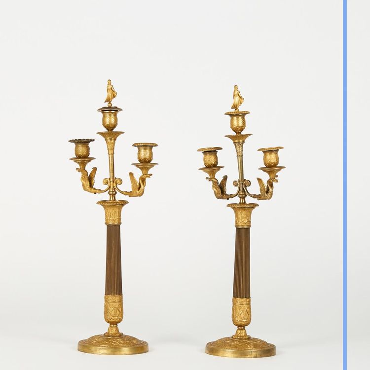 Pair of Empire style candlesticks, 19th century
