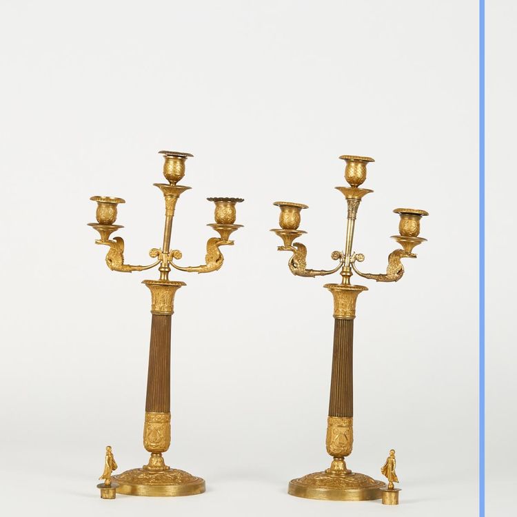 Pair of Empire style candlesticks, 19th century
