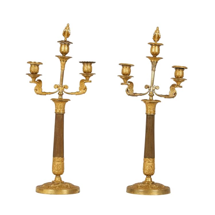Pair of Empire style candlesticks, 19th century