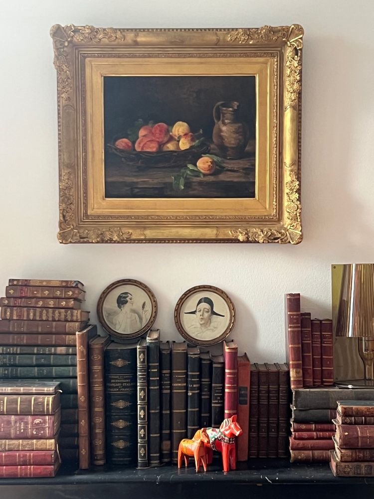 Still life with peaches and pitcher, Eugène Claude, late 19th century