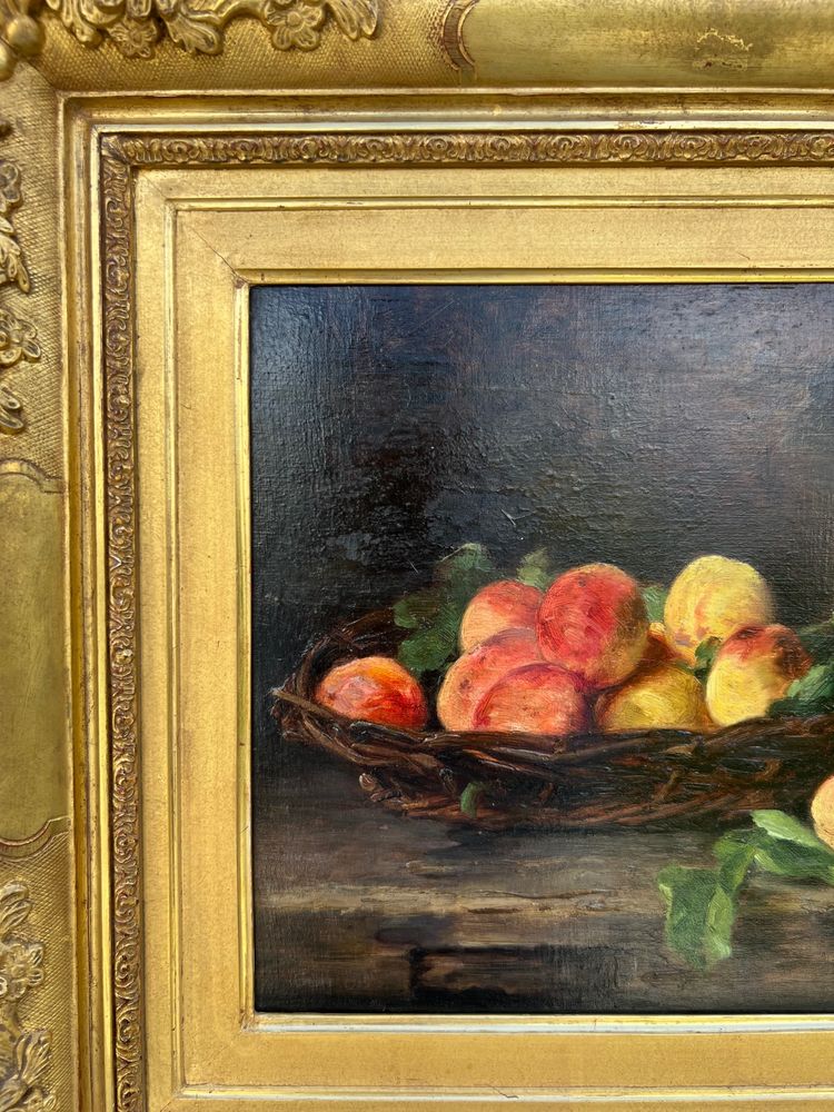 Still life with peaches and pitcher, Eugène Claude, late 19th century