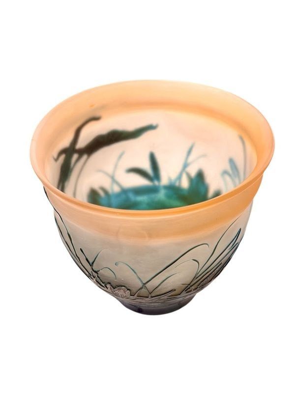 Vaso Emile Gallé Art Nouveau "Aux Nénuphars Et Sagittaires
