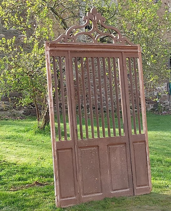 Antique Decorated Door Complete Claustra Cellar Partition Winery