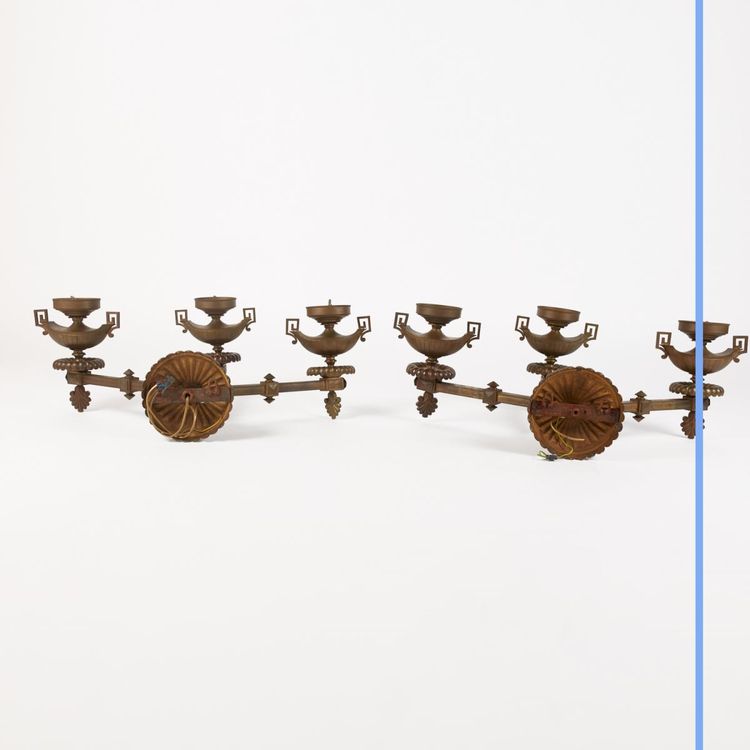 Pair of Greek Revival bronze sconces, 19th century