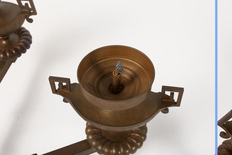 Pair of Greek Revival bronze sconces, 19th century