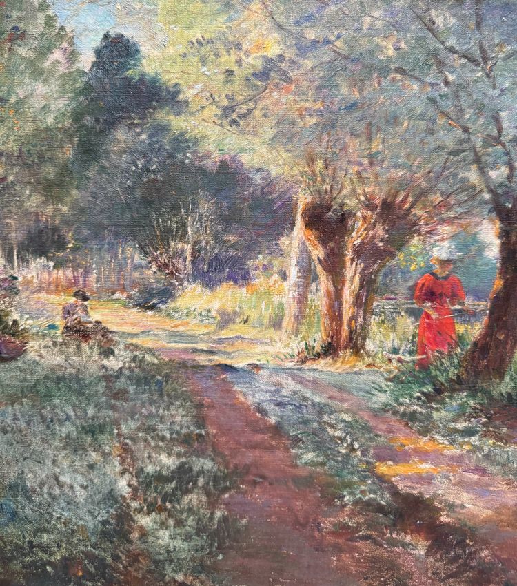 Scuola impressionista francese - lungo il fiume, circa 1900