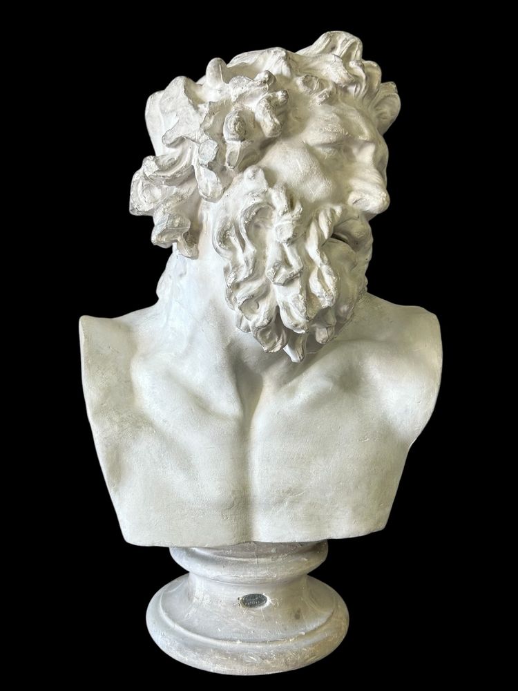 Busto in gesso di Laocoonte da antichi Musei Nazionali Cast Late 19th Century H 66 Cm