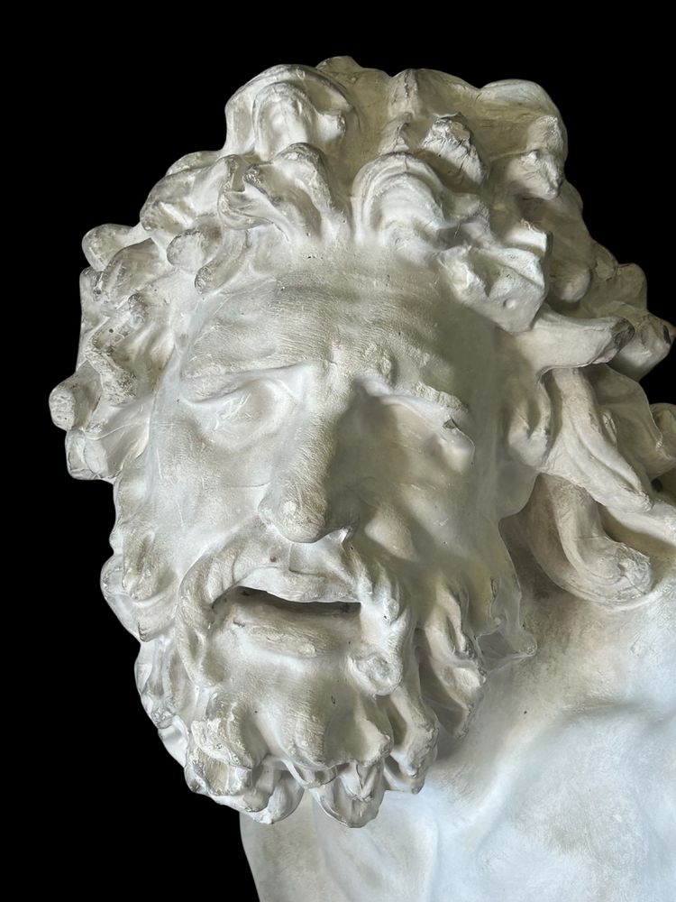 Busto in gesso di Laocoonte da antichi Musei Nazionali Cast Late 19th Century H 66 Cm