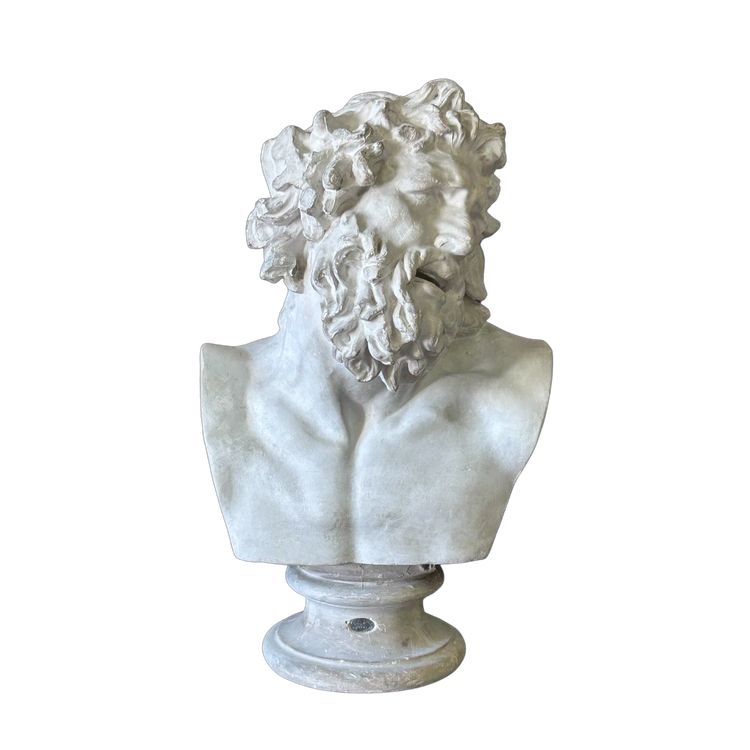 Busto in gesso di Laocoonte da antichi Musei Nazionali Cast Late 19th Century H 66 Cm