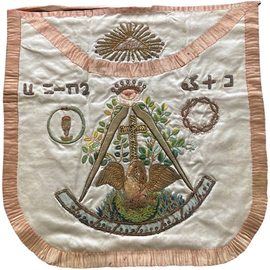 Rosicrucian Knight's apron in silk embroidered with canetilles - End of 18th century - beginning of 19th century