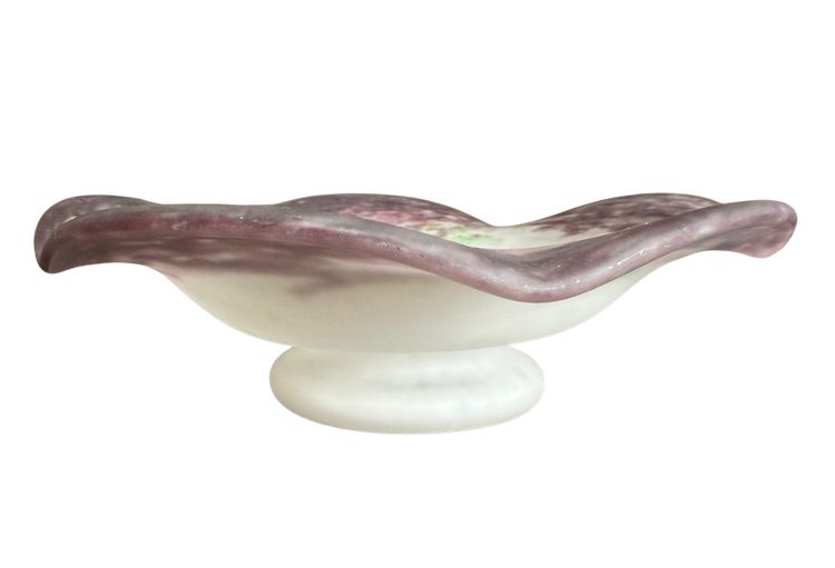 Fruit bowl in marmorated glass - signed Muller Frères