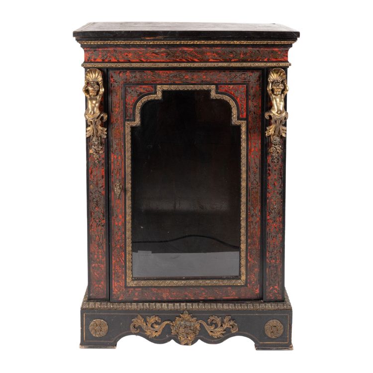 Meuble vitrine à hauteur d'appui en marqueterie Boulle, XIXe