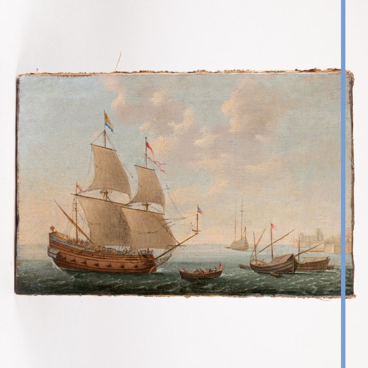 Ecole de Loeff Jacob Gerritz (1607-1670), Paire de marine, huile sur toile, XVIIe