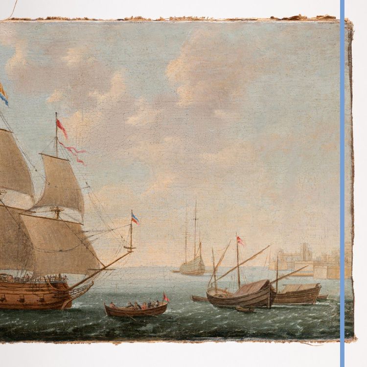Ecole de Loeff Jacob Gerritz (1607-1670), Paire de marine, huile sur toile, XVIIe