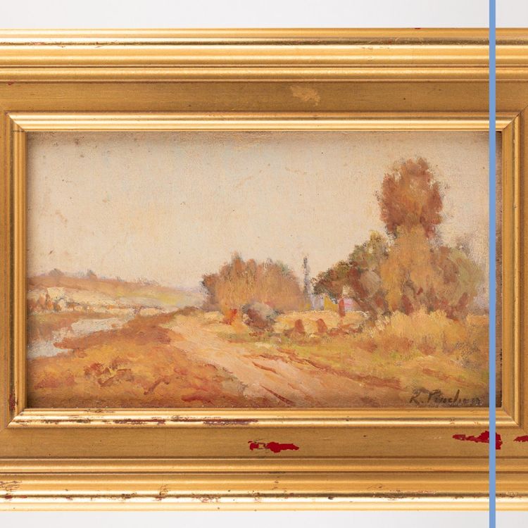 Paesaggio autunnale, olio su tavola, XIX secolo