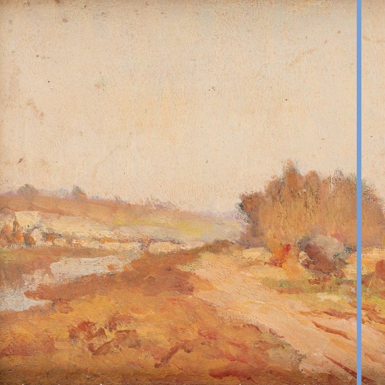 Paesaggio autunnale, olio su tavola, XIX secolo