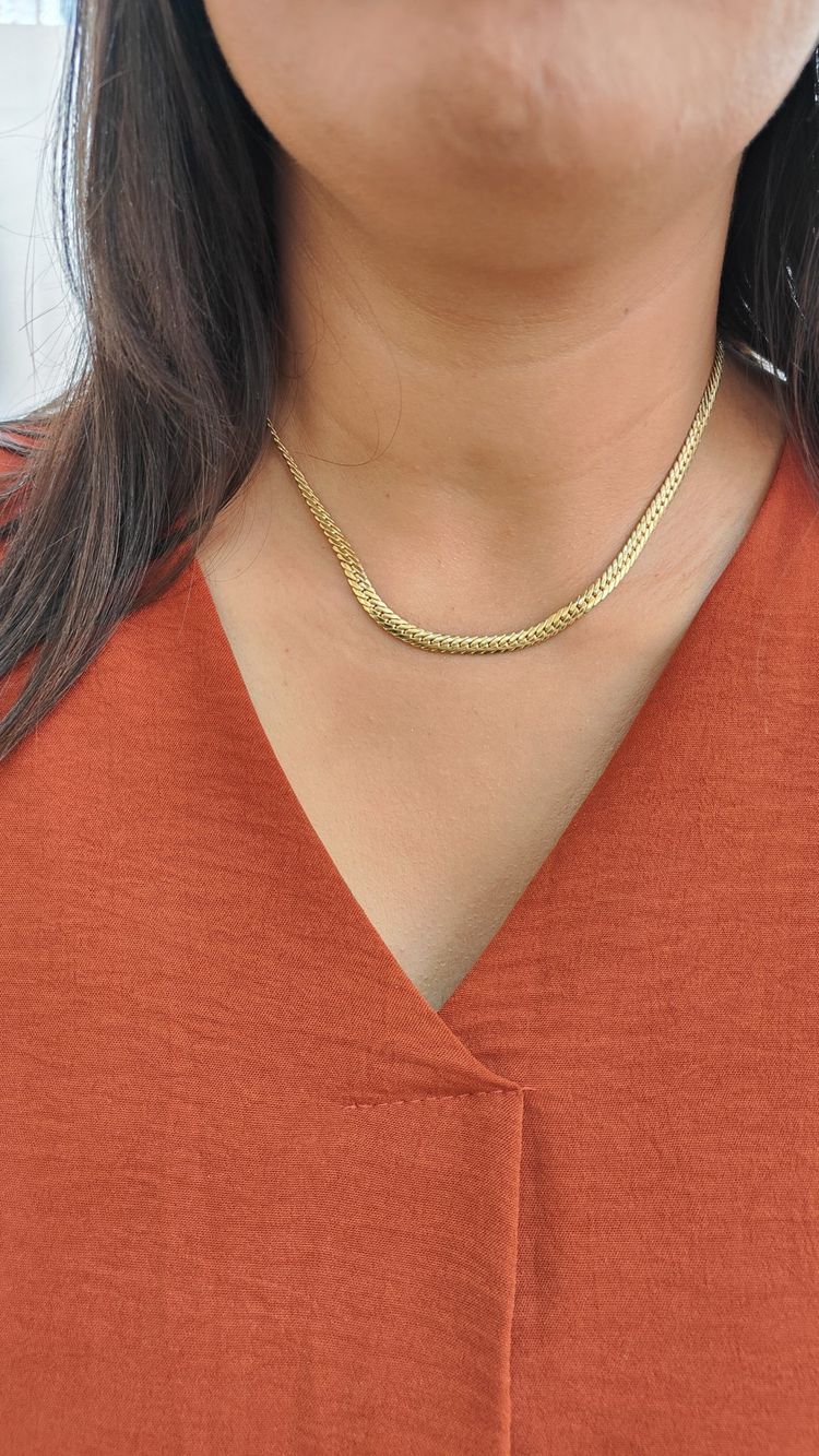 Collier maille anglaise en or jaune