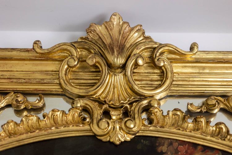 Large Louis XV style trumeau or mirror with glazing beads. Circa 1950. LS54942157U