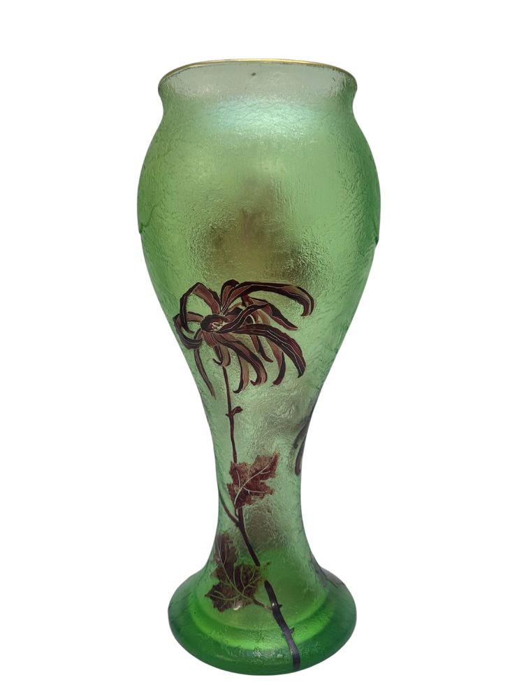 Montjoye - Frosted vase with Chrysanthemum design