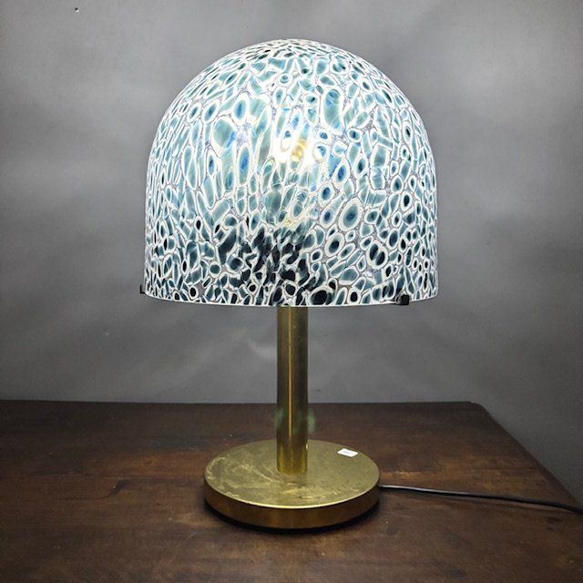 Lampada Murano vintage Vistosi anni 70 . Vetro a Murrine e struttura in ottone . Mis h cm 50 . diame