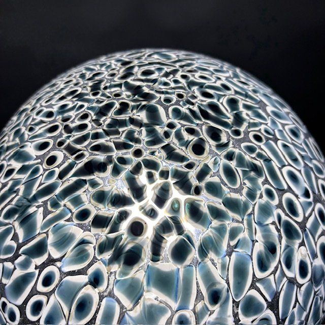Lampada Murano vintage Vistosi anni 70 . Vetro a Murrine e struttura in ottone . Mis h cm 50 . diame