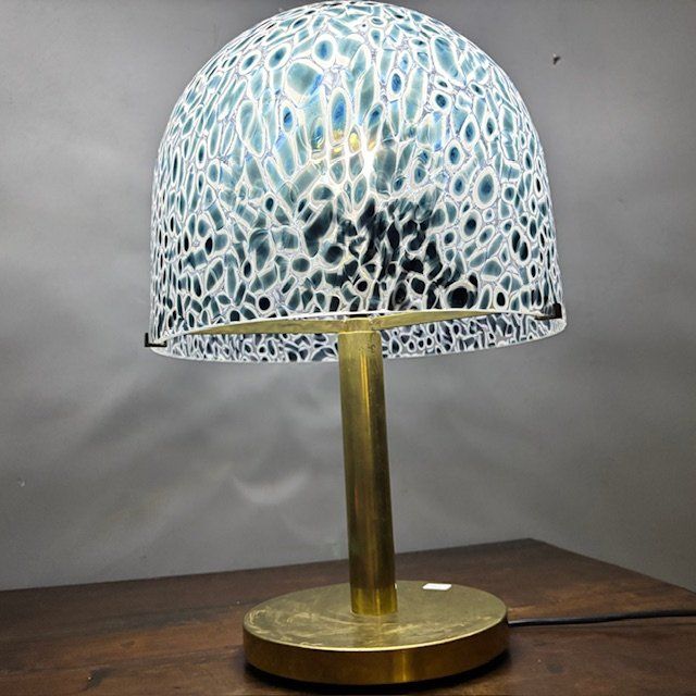 Lampada Murano vintage Vistosi anni 70 . Vetro a Murrine e struttura in ottone . Mis h cm 50 . diame