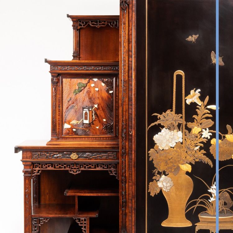 Gabriel Viardot (1830-1904), mobile in mogano e lacca, XIX secolo