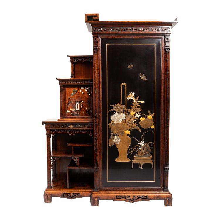 Gabriel Viardot (1830-1904), armoire formant un cabinet en acajou et laque, XIXe
