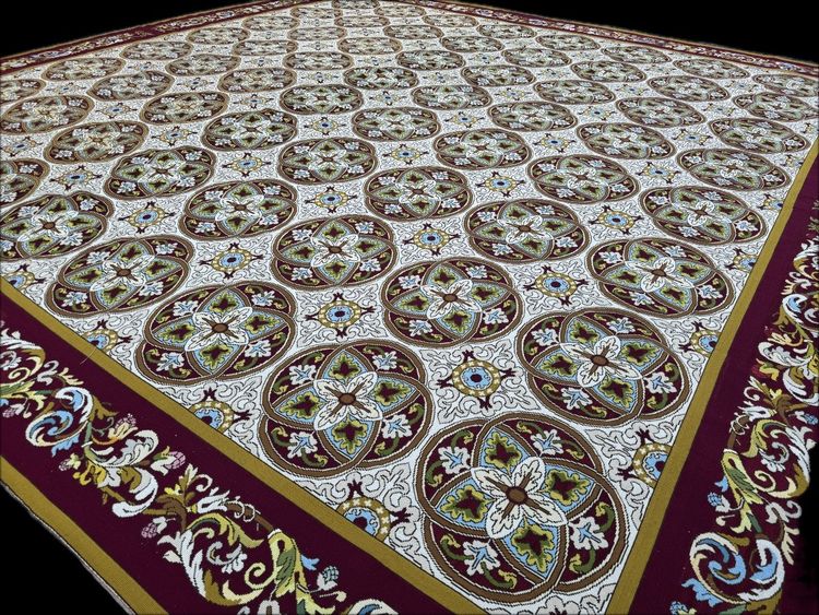 Large Aubusson petit point carpet 465 x 455 cm