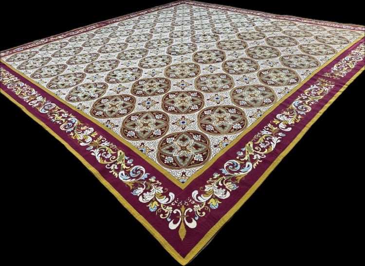 Large Aubusson petit point carpet 465 x 455 cm