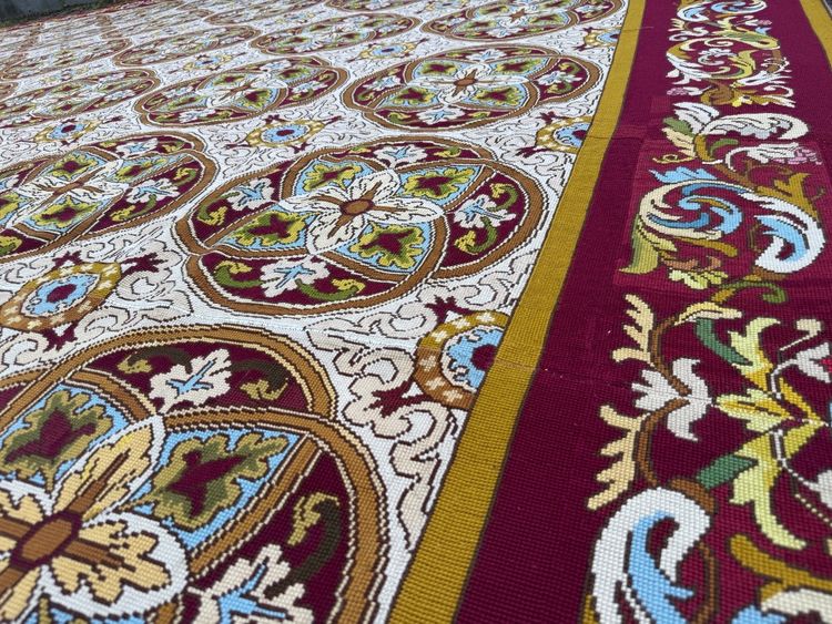 Large Aubusson petit point carpet 465 x 455 cm